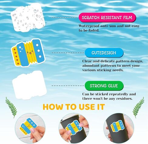 120PCS Cute Music Stickers Music Party Favors Birthday Party Decorations Vinyl Waterproof Stickers for Water Bottle Laptop Luggage Helmet in Kuwait