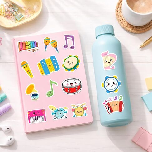 120PCS Cute Music Stickers Music Party Favors Birthday Party Decorations Vinyl Waterproof Stickers for Water Bottle Laptop Luggage Helmet in Kuwait