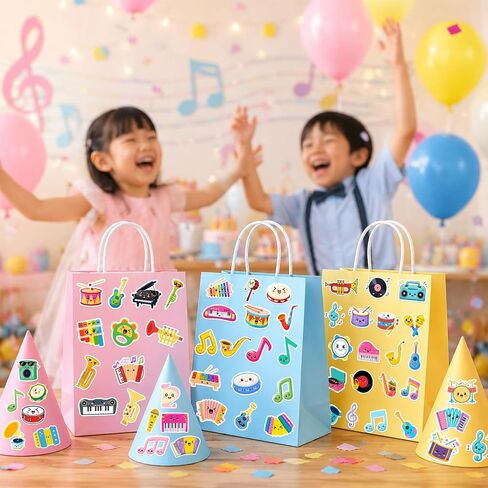 120PCS Cute Music Stickers Music Party Favors Birthday Party Decorations Vinyl Waterproof Stickers for Water Bottle Laptop Luggage Helmet in Kuwait
