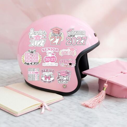 10PCS Class of 2027 Senior Graduation Stickers, Cute Vinyl Decals for Laptop, Bottle, Car, Phone, Notebook, Gift for High School & College Seniors, Graduates, Students, Friends (A 2027 Senior Pink) in Kuwait