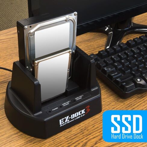 Kingwin USB 3.0 to SATA / SSD Dual Bay Hard Drive Docking Station w/ Offline Clone Function. Compatible w/ 2.5"/3.5" Inch SATA HDD / SSD (SATA I/II/III). Tool-Free Design, Support 2x8TB Drives & UASP in Kuwait