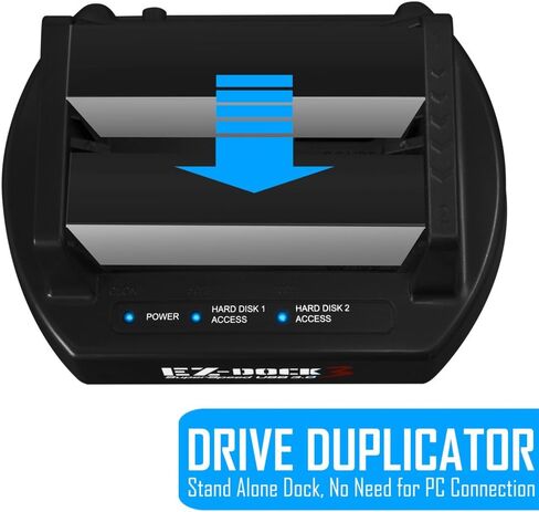 Kingwin USB 3.0 to SATA / SSD Dual Bay Hard Drive Docking Station w/ Offline Clone Function. Compatible w/ 2.5"/3.5" Inch SATA HDD / SSD (SATA I/II/III). Tool-Free Design, Support 2x8TB Drives & UASP in Kuwait