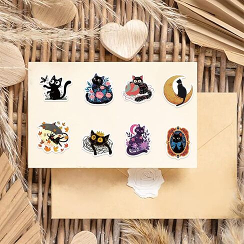 Cute Black Cat Sticker for Kid - Sticker Graphic - Cartoon Stickers for Water Bottles Laptop Cat Meme Stickers Waterproof Aesthetic Vinyl Decals Stickers for Adults Teens in Kuwait