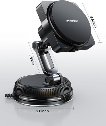 JOYROOM for MagSafe Car Mount Charger, [Smart Fingerprint-Touch Rotation] 15W MagSafe Wireless Car Charger[Vacuum & Gel 360° Base] Air Vent Dashboard Set for iPhone 17 16 15 14 13 12 Series, Black in Saudi Arabia