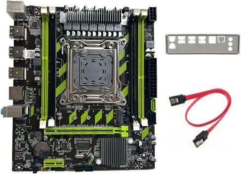 X79G Motherboard+ Cable+Bezel LGA2011 4XDDR3 RECC Slot M.2 NVME PCI-E X16 6XUSB2.0 SATA3.0 Server Game Motherboard, Black&Green, 500343008 in Saudi Arabia
