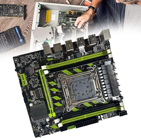 X79G Motherboard+ Cable+Bezel LGA2011 4XDDR3 RECC Slot M.2 NVME PCI-E X16 6XUSB2.0 SATA3.0 Server Game Motherboard, Black&Green, 500343008 in Saudi Arabia