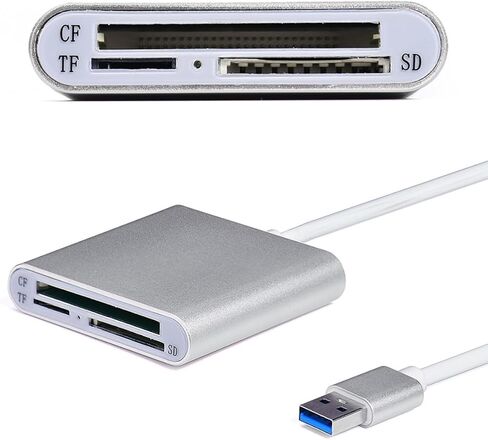 USB 3.0 3 in 1 Card Reader for Pc, Aluminum Silver in Saudi Arabia