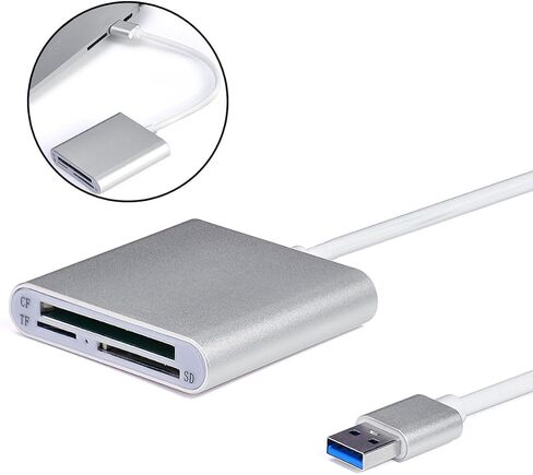 USB 3.0 3 in 1 Card Reader for Pc, Aluminum Silver in Saudi Arabia