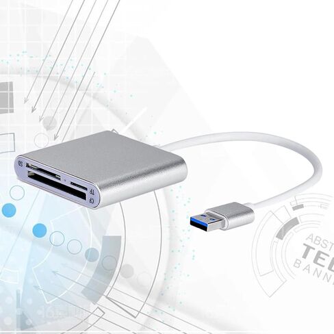 USB 3.0 3 in 1 Card Reader for Pc, Aluminum Silver in Saudi Arabia