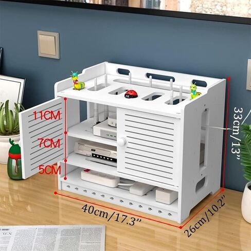 Router Storage Box,Bracket Wall Mount WiFi Router Storage Box Cable Manager Box Power Board Protector Concealer in Saudi Arabia
