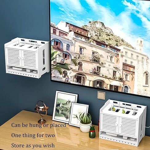 Router Storage Box,Bracket Wall Mount WiFi Router Storage Box Cable Manager Box Power Board Protector Concealer in Saudi Arabia