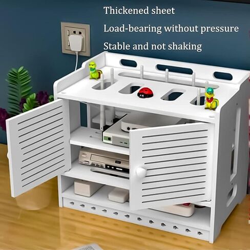Router Storage Box,Bracket Wall Mount WiFi Router Storage Box Cable Manager Box Power Board Protector Concealer in Saudi Arabia