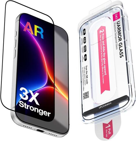 UARMOR Glass AR Screen Protector [2 Pack] for iPhone 17 Pro Max, Anti-Reflective, Anti-Glare, 3X Stronger LithaCrystal Tempered Glass, Easy Install in Kuwait