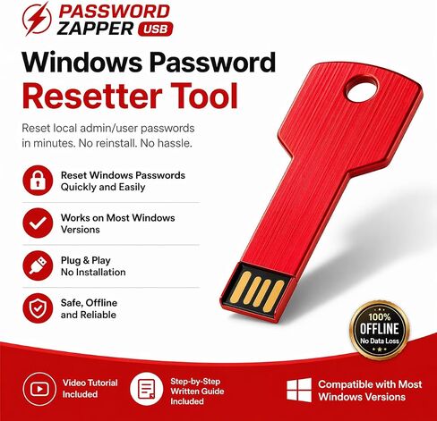 Password Reset USB Tool for Windows– Bootable Password Recovery Key for Local Admin & User Accounts – Offline USB Password Resetter for Windows PCs & Laptops – Plug & Play Recovery Solution in Saudi Arabia