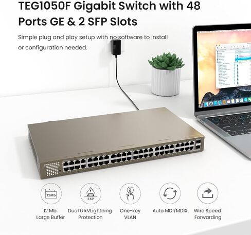 Tenda 48 Port Gigabit Ethernet Switch, Unmanaged Rackmount Network Switch in Saudi Arabia
