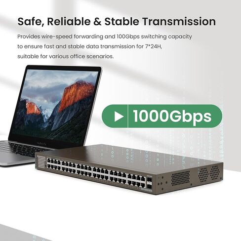 Tenda 48 Port Gigabit Ethernet Switch, Unmanaged Rackmount Network Switch in Saudi Arabia