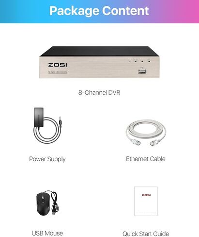 ZOSI H.265+ 3K Lite 8 Channel CCTV DVR with 1TB Hard Drive, Motion Detection, Alert Push, 8CH 1080P Hybrid 4-in-1 Analog(TVI/AHD/CVI/CVBS) Surveillance DVR Recorder for 720P,960H,1080P Security Camera in Saudi Arabia