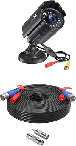 ZOSI 1080P Hybrid 4-in-1 Security Camera with 60ft BNC Video Power Cable, Indoor Outdoor Bullet Cam with 80ft IR Night Vision & Weatherproof Metal Housing,. in Saudi Arabia