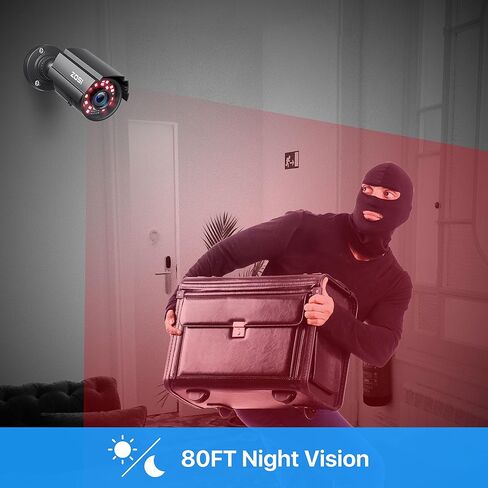 ZOSI 1080P Hybrid 4-in-1 Security Camera with 60ft BNC Video Power Cable, Indoor Outdoor Bullet Cam with 80ft IR Night Vision & Weatherproof Metal Housing,. in Saudi Arabia