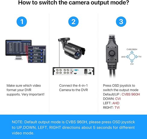 ZOSI 1080P Hybrid 4-in-1 Security Camera with 60ft BNC Video Power Cable, Indoor Outdoor Bullet Cam with 80ft IR Night Vision & Weatherproof Metal Housing,. in Saudi Arabia