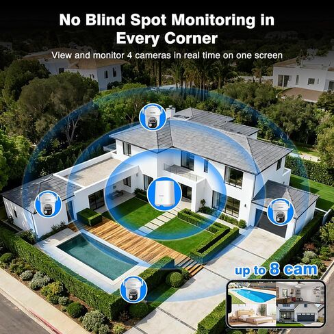 Security Cameras Outdoor Wireless,Solar Powered Dual Lens Security Camera System,No Subscription Home Camera Kit,2-Cam with 64GB Local Storage,AI Motion Tracking,2K Color Night Vision,5G&2.4G WiFi in Saudi Arabia