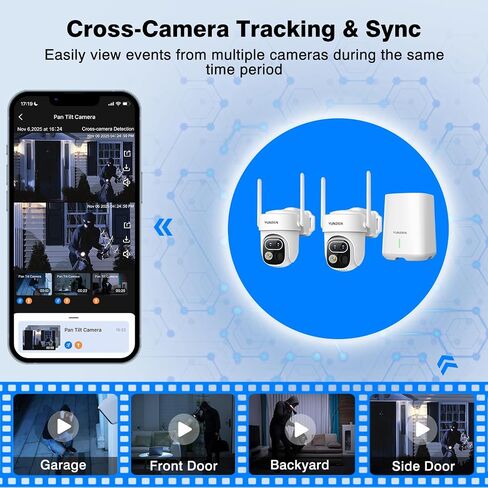 Security Cameras Outdoor Wireless,Solar Powered Dual Lens Security Camera System,No Subscription Home Camera Kit,2-Cam with 64GB Local Storage,AI Motion Tracking,2K Color Night Vision,5G&2.4G WiFi in Saudi Arabia