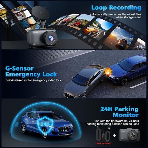 Dash Cam Front and Rear, 4K Dual Dash Cam with CPL Filter, Dash Camera for Cars-5GHz WiFi, 3" IPS Screen Dashcams for Cars with 64GB Card, App Control, Night Vision, Parking Monitor, Support 256GB Max in Saudi Arabia