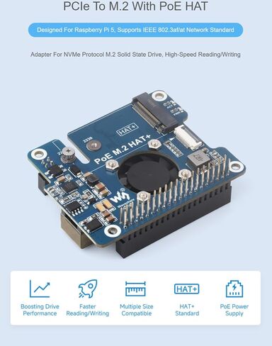 TUOPUONE PCIe to M.2 Adapter with PoE Function for Pi 5, Supports NVMe Protocol M.2 Solid State Drive, Without Header in Saudi Arabia