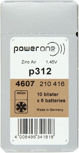 PowerOne Size 312 Hearing Aid Batteries - 50 x 6 Packs = 300 pcs. in Saudi Arabia