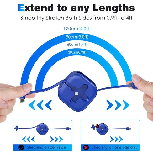 3 in 1 Multi Charging Cable 4A, Multiple Chargers for All Devices, 4Ft 2Pcs in Saudi Arabia