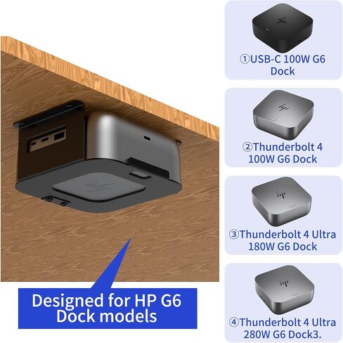 حامل تثبيت تحت المكتب لقاعدة HP USB-C Dock G5 + حامل تثبيت تحت المكتب لقاعدة HP USB-C G6 يناسب طرازات Thunderbolt 4 (100W/180W/280W) وUSB-C 100W in Kuwait