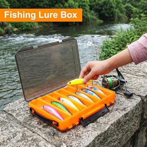 3 Pack Double Sided Fishing Lure Tackle Box, 14 Compartments Clear Plastic Storage Case Organizer, Visible Hard Bait Container for Lures and Jewelry Beads Earring Hook (3 Color) in Saudi Arabia