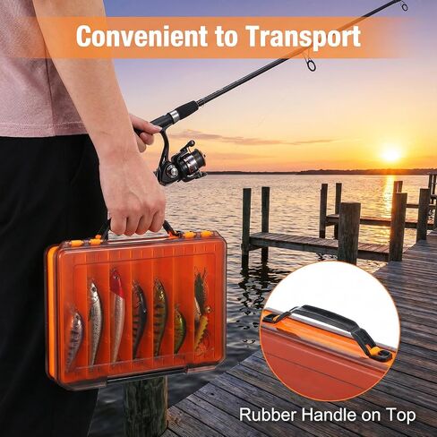 3 Pack Double Sided Fishing Lure Tackle Box, 14 Compartments Clear Plastic Storage Case Organizer, Visible Hard Bait Container for Lures and Jewelry Beads Earring Hook (3 Color) in Saudi Arabia