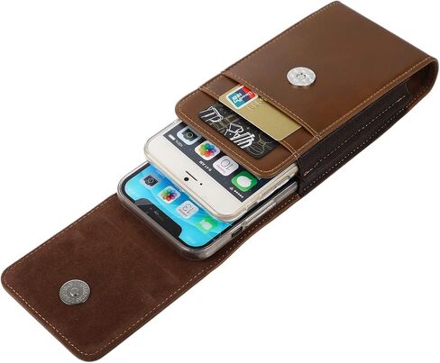 Dual Phone Holster Pouch Case 2 Cell Phone Belt Holder for Samsung Galaxy S24 Ultra S24+ Plus S23 Ultra S22 Ultra S21+ S20+ A15 A55 A54 A53 A35 A25 iPhone 14 Pro Max Moto G Stylus 2023 Pixel 6 (Brown) in Saudi Arabia