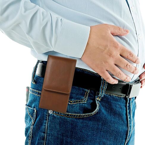 Dual Phone Holster Pouch Case 2 Cell Phone Belt Holder for Samsung Galaxy S24 Ultra S24+ Plus S23 Ultra S22 Ultra S21+ S20+ A15 A55 A54 A53 A35 A25 iPhone 14 Pro Max Moto G Stylus 2023 Pixel 6 (Brown) in Saudi Arabia