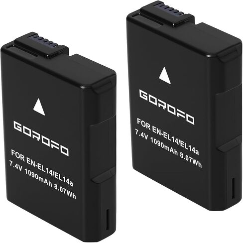 EN-EL14 / EL14A Battery, for Nikon D3100 D3200 D3300 D3400 D3500 D5100 D5200 D5300 D5500 D5600 DF Coolpix P7000 P7100 P7700 P7800 Digital SLR Camera (2 Batteries) in Kuwait
