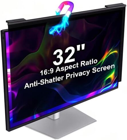 Magnetic Hanging Computer Privacy Screen Filter 32 Inch, Privacy Shield for 16:9 Widescreen Monitor, Anti Spy Anti Scratch Anti Glare Blue Light Screen Protector in Kuwait