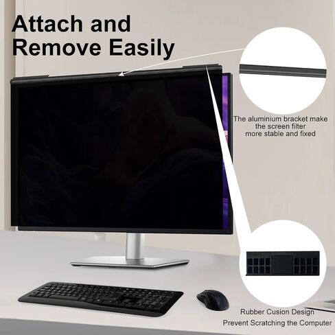 Magnetic Hanging Computer Privacy Screen Filter 32 Inch, Privacy Shield for 16:9 Widescreen Monitor, Anti Spy Anti Scratch Anti Glare Blue Light Screen Protector in Kuwait