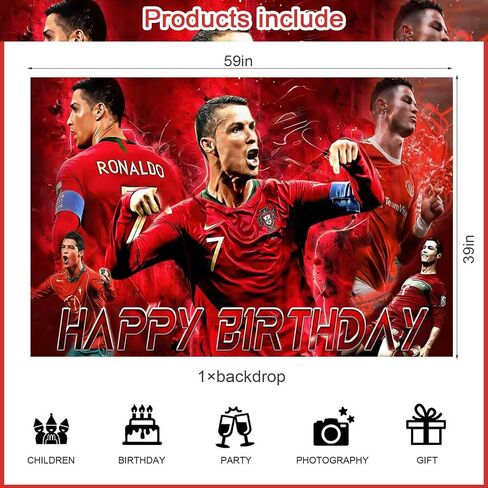 Ronaldo Birthday Backdrop,Soccer Poster for Ronaldo Football Theme Party Decorations Sports Birthday Supplies Background Studio Shoot Photo Props in Saudi Arabia