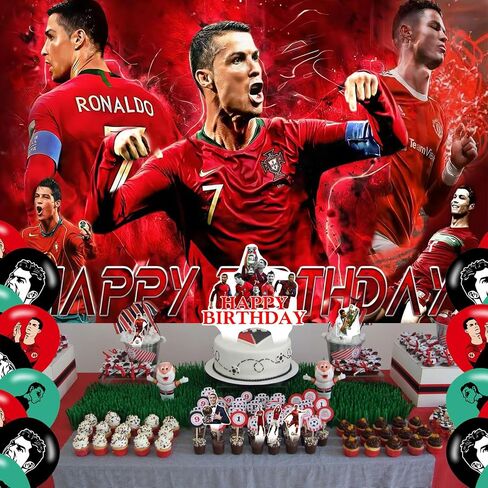 Ronaldo Birthday Backdrop,Soccer Poster for Ronaldo Football Theme Party Decorations Sports Birthday Supplies Background Studio Shoot Photo Props in Saudi Arabia