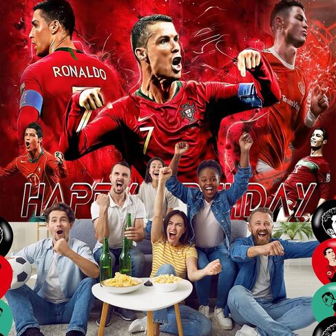 Ronaldo Birthday Backdrop,Soccer Poster for Ronaldo Football Theme Party Decorations Sports Birthday Supplies Background Studio Shoot Photo Props in Saudi Arabia