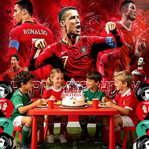 Ronaldo Birthday Backdrop,Soccer Poster for Ronaldo Football Theme Party Decorations Sports Birthday Supplies Background Studio Shoot Photo Props in Saudi Arabia