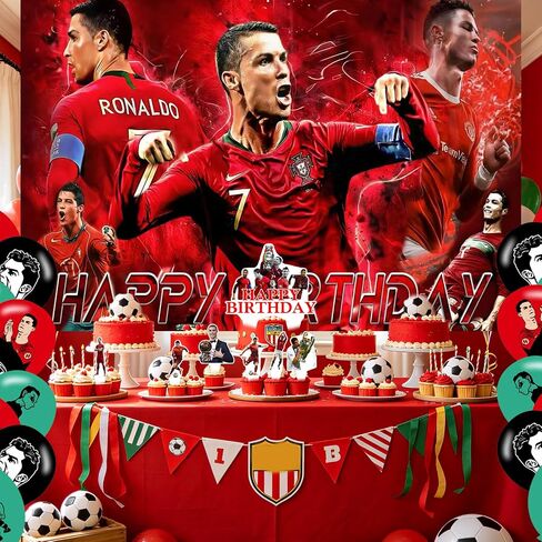 Ronaldo Birthday Backdrop,Soccer Poster for Ronaldo Football Theme Party Decorations Sports Birthday Supplies Background Studio Shoot Photo Props in Saudi Arabia