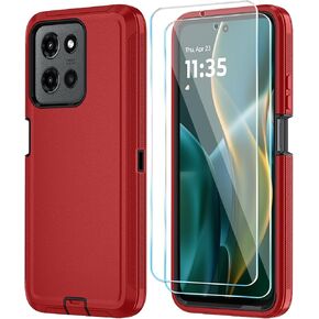 Qinmay for Motorola Moto G Power 5G 2025 Case, 3-Layer Cover, WineRedPink in Saudi Arabia
