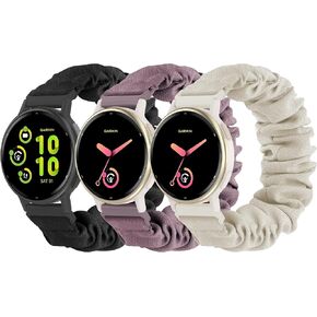 نطاقات Scrunchie ممتدة متوافقة مع Garmin Vivoactive 5 ، 20 مم نايلون سبورت مرنة للفيروس/سبق/متر مربع 2/2 زائد/الجسم الحي 3/فوررونر 165/55/245 الموسيقى للنساء الرجال （3 عبوة） in Kuwait