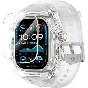Delidigi Transparent Case with Rugged Band for Apple Watch 49mm 45mm 44mm in Saudi Arabia
