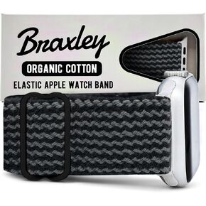 أساور Braxley - أحزمة ساعات من القطن العضوي للنساء والرجال، متوافقة مع جميع أحجام وسلاسل ساعات Apple - قابلة للغسل، ماصة للعرق، قابلة للتنفس، أحزمة ساعة ذكية مرنة in Kuwait