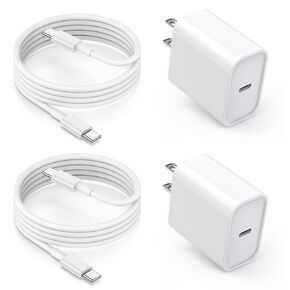 شاحن iPhone 17 16 15 شحن سريع، 2 حزمة سلك كابل USBC إلى C بطول 10 أقدام مع شاحن سريع 20 وات Apple iPad USB C شاحن حائط USB C لهاتف iPhone 17/16 Pro Max/17 Air/16 Pro/15/15 Plus، iPad in Kuwait