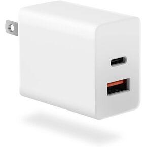 20W USB-C Wall Charger Block, USB-C and USB-ADual-Port Fast Charging，for 17 16 15 Plus/Pro Max,iPad, MacBook, Galaxy S25 S24 S23, Switch ... White in Saudi Arabia