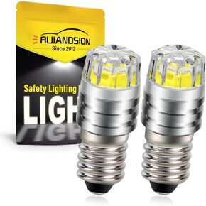 Ruiandsion 2pcs 2W COB 3V E10 Base LED Upgrade Bulb Replacement for Flashlights Torch LED Light, White in Saudi Arabia